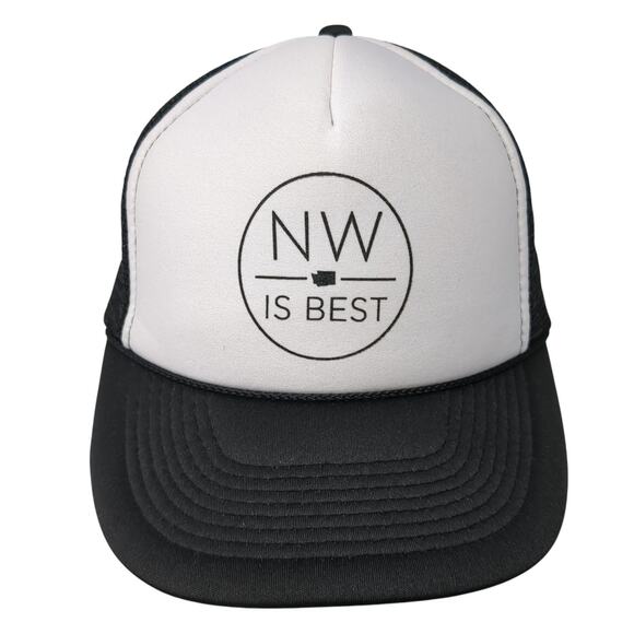 NW Is Best Snapback Trucker Hat Black One Size Adjustable Mesh Back Rope Cameo - Picture 1 of 10